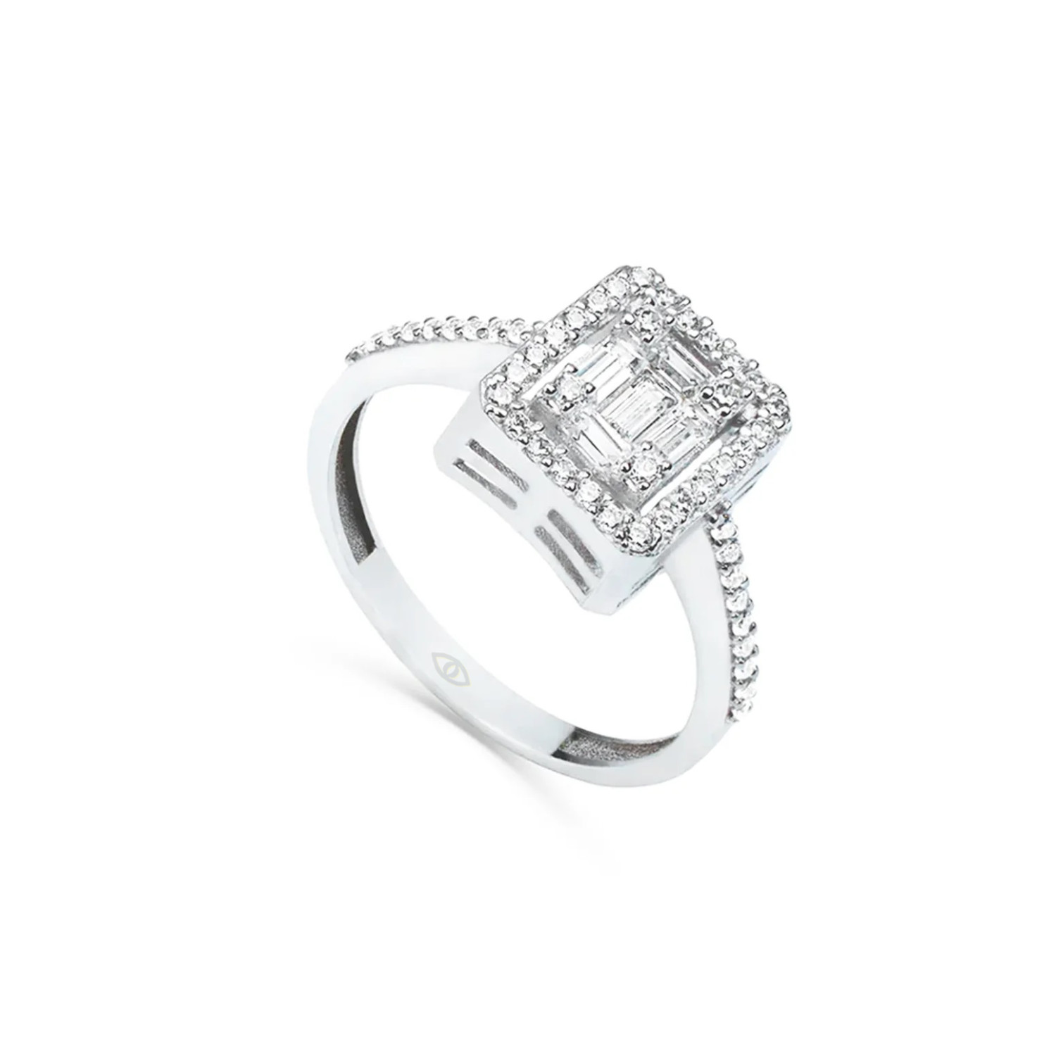 Baguette 14K White Gold Moissanite Stone Ring