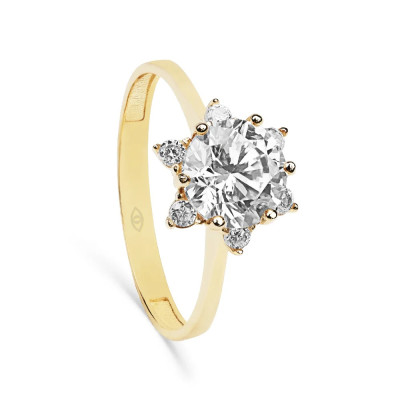Lotus 14 Carat Gold Moissanite Stone Ring