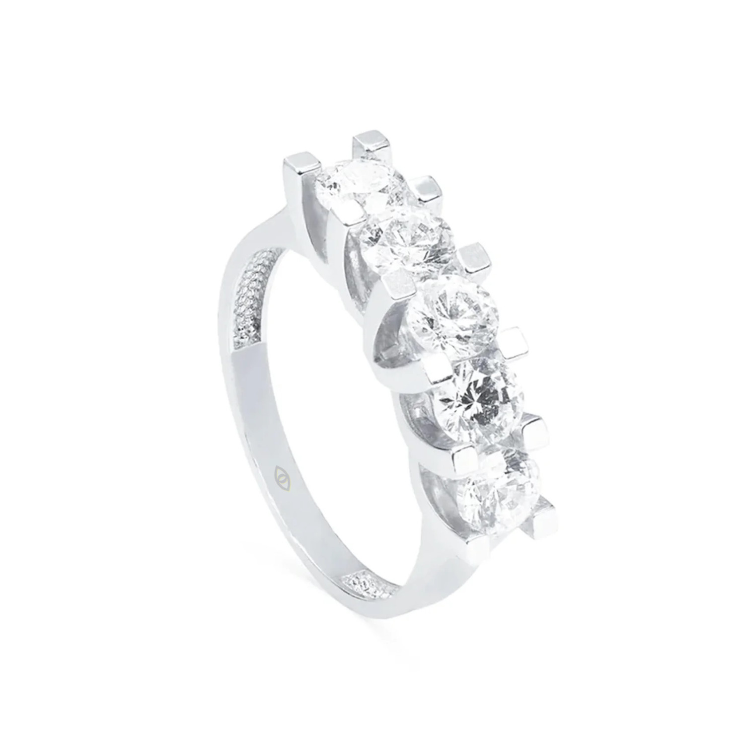 5 Moissanite Diamond Stone 14K White Gold Ring