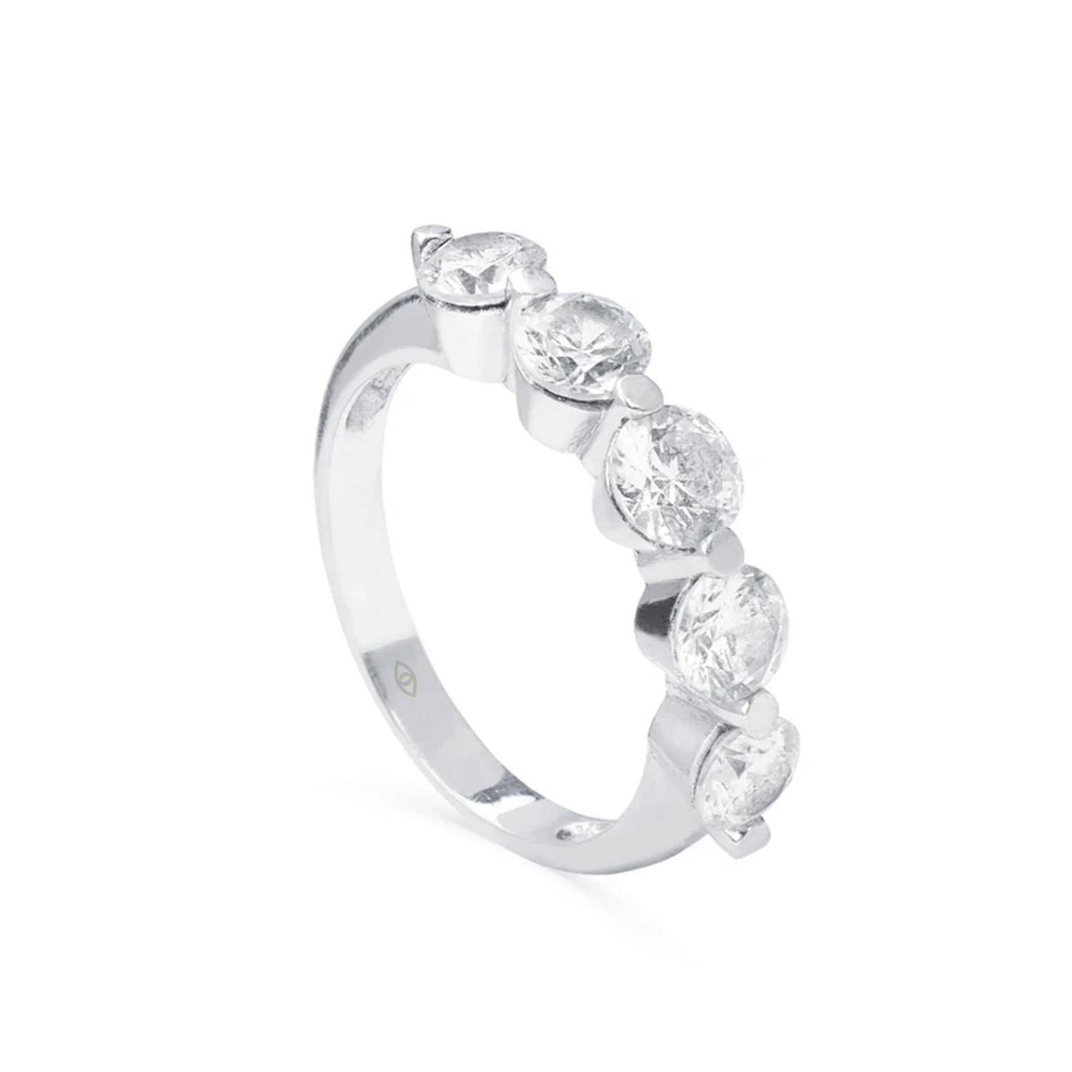 5 Moissanite Diamond 14K White Gold Ring