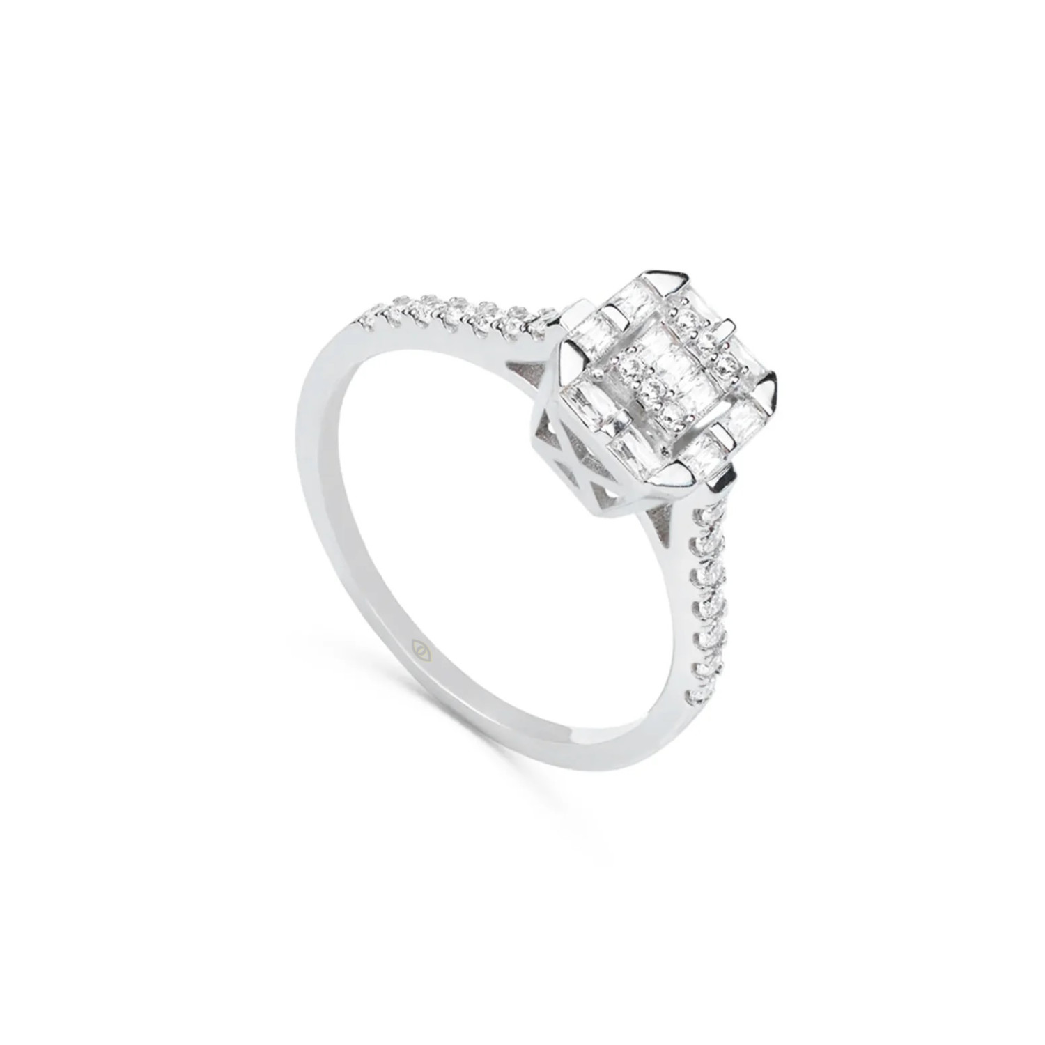 Baguette 14K White Gold Moissanite Stone Ring