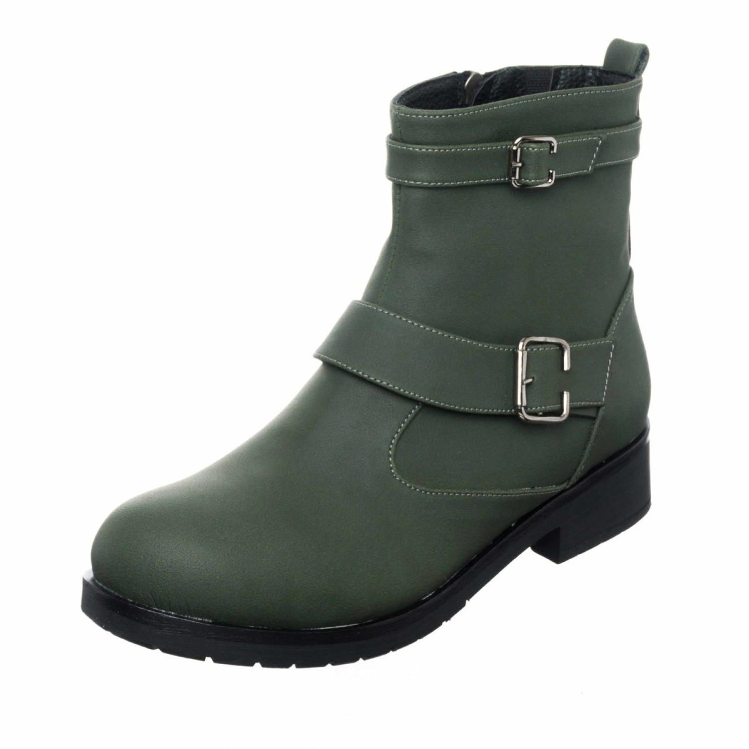 Khaki Oiled Leather Women's Boots