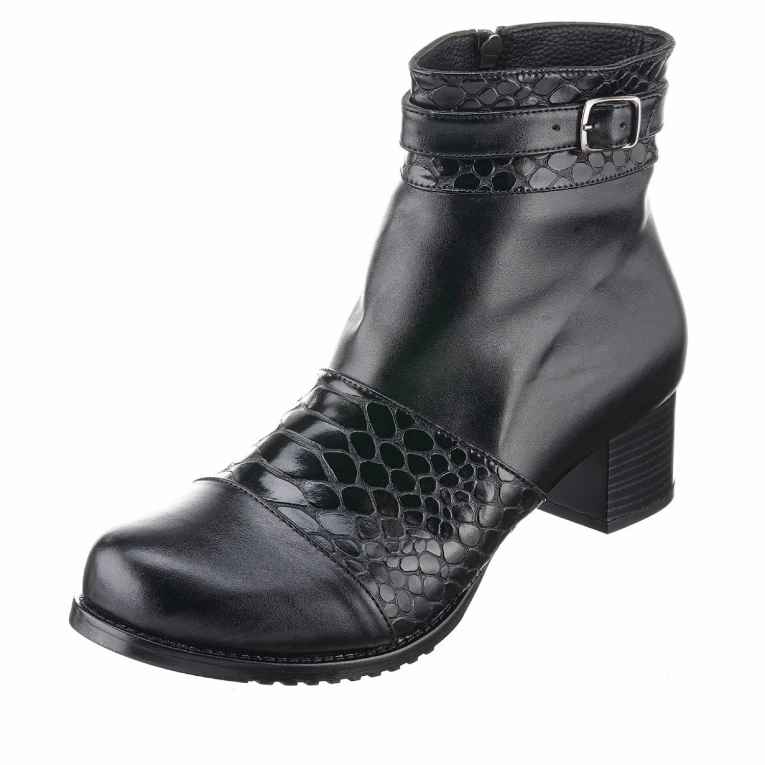 Black Crocodile Printed Genuine Leather Women's Boots