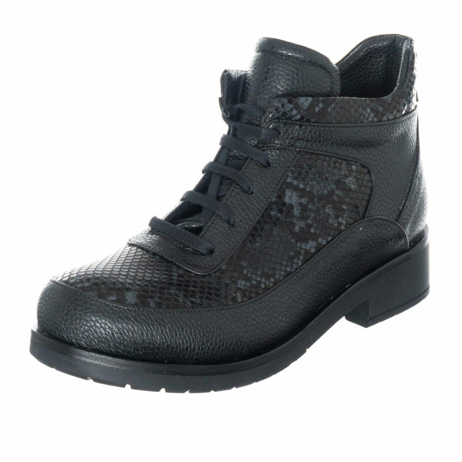 Black Snake Printed Genuine Leather Women's Boots