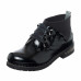 Black Genuine Shiny Leather Women's Boots