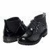 Black Genuine Shiny Leather Women's Boots