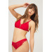 Red Lace Thin Strap Covered Stone Detailed Women's Bra Set