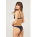 Navy Blue Lace Thin Strap Covered Stone Detail Women's Bra Set