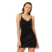 Black Lace Thin Strap Velvet Women's Nightgown