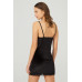 Black Lace Thin Strap Velvet Women's Nightgown