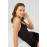 Black Lace Thin Strap Velvet Women's Nightgown