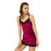 Cherry Lace Thin Strap Velvet Women's Nightgown