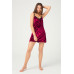 Cherry Tulle Detailed Velvet Women's Babydoll Nightgown