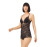 Black Snap Back Low Cut Transparent Covered Lace Bodysuit