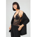 Black Snap Back Low Cut Transparent Covered Lace Bodysuit