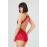 Red Snap Back Low Cut Transparent Covered Lace Bodysuit