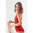 Red Snap Lace Transparent Back Cross String Bodysuit