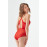 Red Snap Lace Transparent Back Cross String Bodysuit