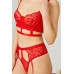 Red Lace Adjustable Transparent Women's Bra Set