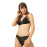 Black Lace Thin Strap Covered Stone Detailed Women's Bra Set