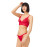 Red Lace Transparent Non-wired Women's Bra Set