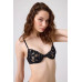 Black Floral Embroidered Underwire Thong Panty Women's Bra Set
