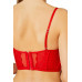 Red Adjustable Elastic Underwire Transparent Lace Bralet