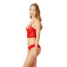 Red Adjustable Elastic Underwire Transparent Lace Bralet
