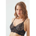 Black Lace Adjustable Elastic Underwire Bralet Bra