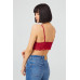 Burgundy Lace Thin Strap Covered Triangle Women's Bralet Bustier