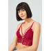 Burgundy Lace Thin Strap Covered Triangle Women's Bralet Bustier